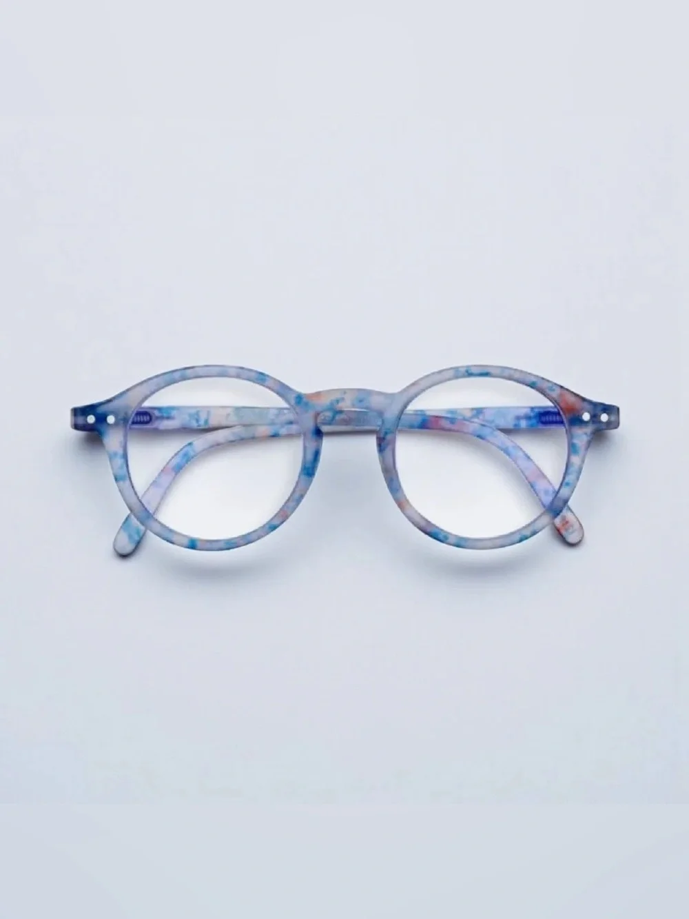 Round Marble-Pattern Women's Glasses in Blue